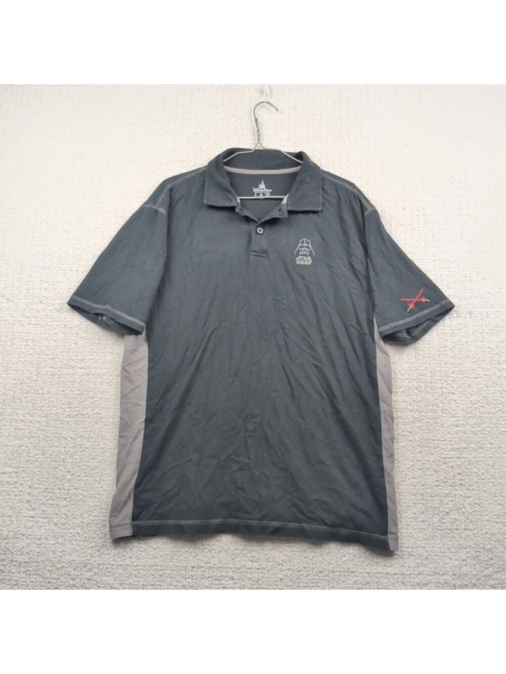 Disney Parks Star Wars Darth Vader Mens Polo Shirt Size L Light Sabers Preppy